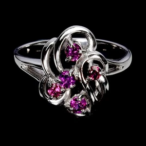 Anillo de plata de ley 925 redondo rodolita granate piedras preciosas naturales joyería talla 9 - Imagen 1 de 13