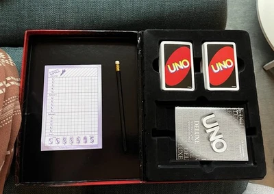 Uno Deluxe Card Game 2001 Complete Cards with Score Pad - Image 1 of 4