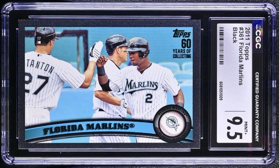 2011 Topps Florida Marlins Black Parallel /60 #361 CGC 9.5 Mint+ - Image 1 of 3