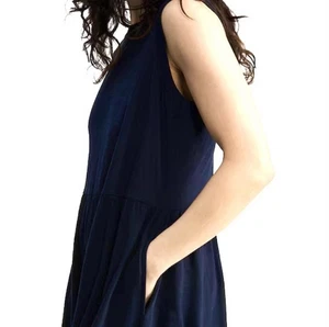 Navy Sleeveless Day Dress With Pockets Size S - Picture 1 of 9