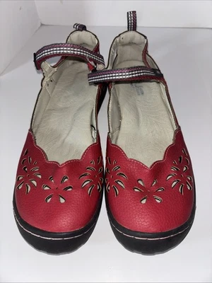 JBU Memory Foam 8.5 Wildflower Mary Jane Red  Self Closure Comfort Shoe - Image 1 of 4