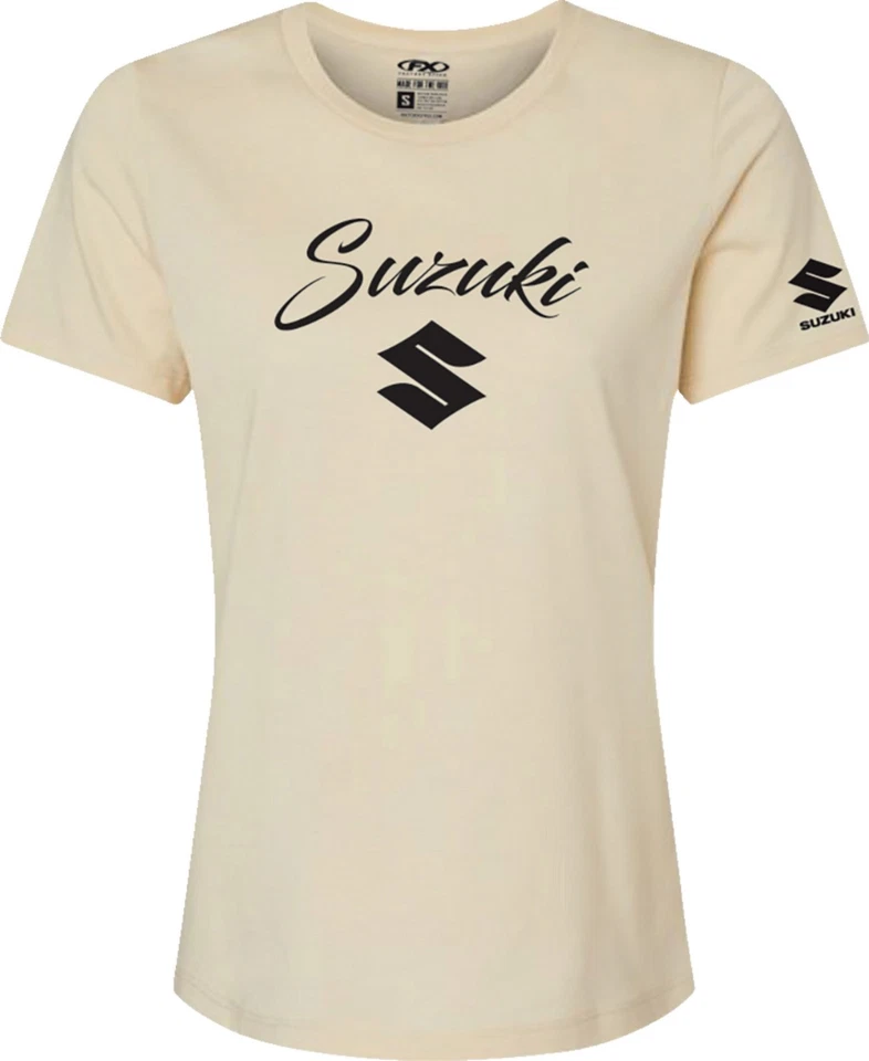 Camiseta Factory Effex Suzuki Script para mujer manga corta brezo crema Foto 1 de 1