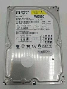 Western Digital Caviar IDE 80GB 3.5 WD800AB-00CBA1 DCM DSEHNA2CH Hard Drive - Picture 1 of 5