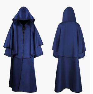 Hooded Cloak Halloween Robe Monk Robe Cape Long Sleeve Wizard Sorcerer Reaper
