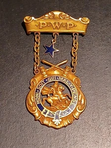 1930 USA PWP Badge Medal Gold Filled Enamel Sons of St. George Masonic - Picture 1 of 5