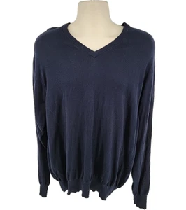 Peter Millar Sweater Mens XXL Navy Blue V Neck Cashmere Blend Soft Stretch - Picture 1 of 9