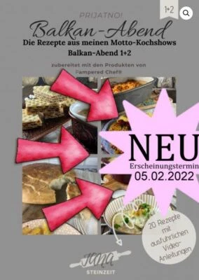 " Balkan - Abend 1+2 " Đuveč bis Oblatne /  Stoneware Pampered Chef® Rezeptheft  - Bild 1 von 4