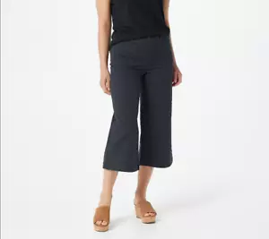 3024 Denim & Co. Cotton Canvas Wide-Leg Crop Pants Black sz 4 - Picture 1 of 1