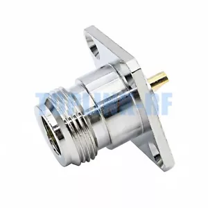 1x N Female Jack 4 Hole Panel Mount Chassis Solder Cup RF Coax Connector New - Picture 1 of 4
