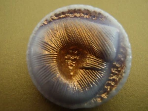 Vintage Blue glass button freeform gold lustre 23mm shank sew knit collect knit - Picture 1 of 2