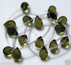 18 pcs of Olive quartz glass faceted briolette bead 8x10mm