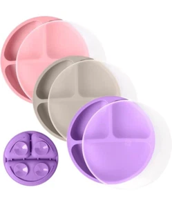 WeeSprout Suction Plates with Lids for Babies & Toddlers - 100% Silicone - Picture 1 of 10