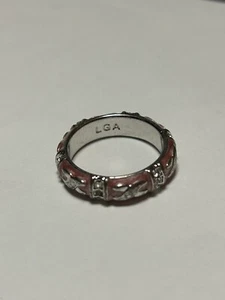 Lauren G Adams LGA Enamel Crystal Stacking Ring Pink & Silver Tone Size 4.5!!! - Picture 1 of 5