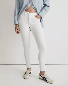 Jeans Madewell 9" vita media skinny crop taglia 27 in bianco puro nuovi con etichette MD097 - Foto 1 di 8