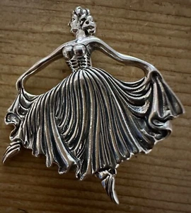 Broche bailarina vintage de plata esterlina estilo Art Deco para dama bailarina - Imagen 1 de 5