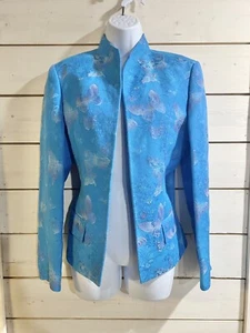 Blazer vintage para mujer Austin Reed London Nueva York azul púrpura mariposa talla 10 - Imagen 1 de 10