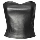 Women Glittering Metallic Strapless Backless Skinny Crop Tube Top for Club Party