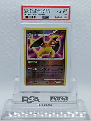 POKEMON SECRET WONDERS CHARIZARD #3 REVERSE RARE HOLO FOIL CARD PSA 8 NM-MT #* - Image 1 of 3