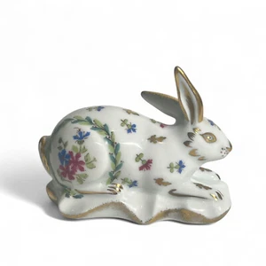 Lapin Haviland Porcelaine de Limoges Décor Floral Figurine Statuette Rabbit - Picture 1 of 9