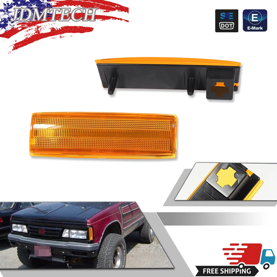 Luces marcadoras de esquina laterales ámbar izquierda y derecha para Chevy S10 GMC Jimmy S15 Oldsmobile Foto 1 de 4