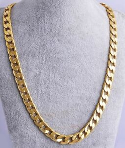 UK Heavy 61cm Necklace Gold Plated Cuban Curb Link Chain Miami 24' inch N1 UK