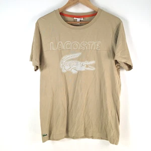 Lacoste mens t shirt size 4 aus M beige short sleeve crew neck big croc 106962 - Picture 1 of 9