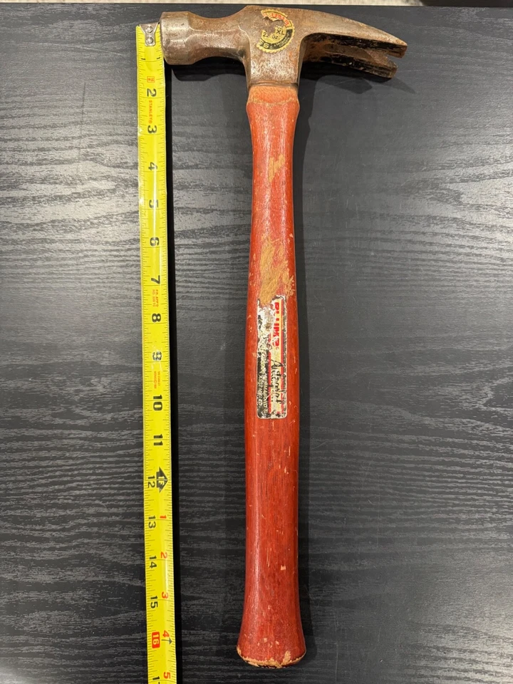 PLOMADA 28 oz. Martillo cabeza gofre garra recta rasgado CR28X mango de madera rojo de colección Ames Foto 1 de 4