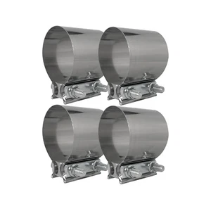 4PCS 2.50'' Butt Joint Exhaust Band Clamp 304 Stainless Exhaust Pipes Muffler - Picture 1 of 8