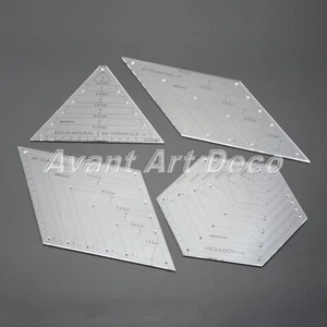 Quilting Ruler Triangle Diamond Hexagon 1/4Pcs Acrylic Cutting Measuring Ruler - Picture 1 of 10
