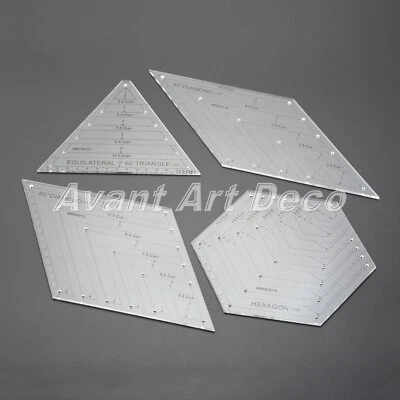 Quilting Ruler Triangle Diamond Hexagon 1/4Pcs Acrylic Cutting Measuring Ruler - Image 1 of 4