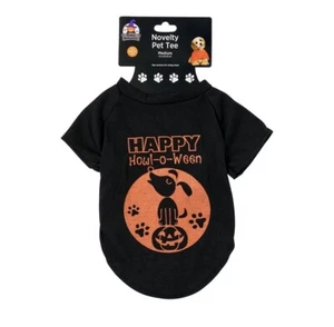 Happy Halloween Pet Tee Shirt size M medium - Happy Howl-o-ween - Black/Orange - Picture 1 of 9