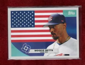 MOOKIE BETTS 2023 WORLD BASEBALL CLASSIC FLAG INSERT USA - Picture 1 of 2