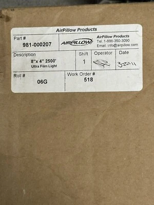 NEW Air Pillow Ultra Film Light Part No 981-000207 8"x4" 2500ft Roll - Image 1 of 4