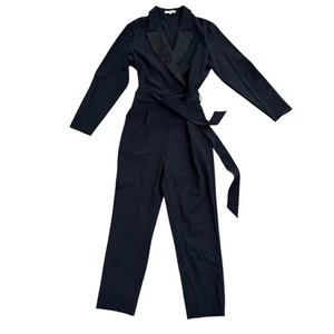 Mono de esmoquin Outerknown para mujer talla 4 negro manga larga con cinturón - Imagen 1 de 7