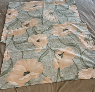 Juego de 2 fundas de almohada vintage sin planchar estampado floral de encaje melocotón Foto 1 de 4