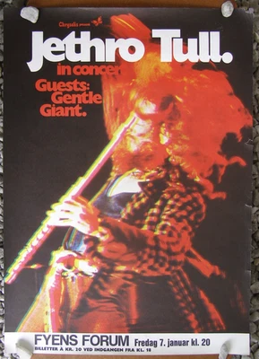 1972 Jethro Tull, Gentle Giant at Odense, Denmark Concert Poster - Image 1 of 4