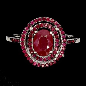 925 Sterling Silver Ring Oval Ruby 7x5mm Natural Gemstone Jewelry Size 8 - Picture 1 of 14