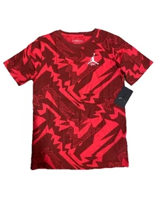 Nike Air Jordan Jumpman Boys size M Fire Red Graphic Flight T-Shirt Tee - Picture 1 of 3