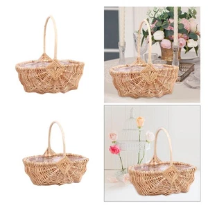 Storage Basket Wedding Flower Basket Rustic Empty Portable Flower Girl Basket - Picture 1 of 13
