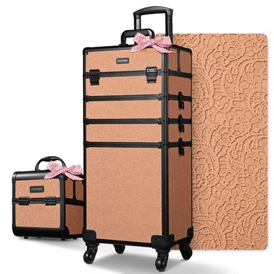 BYOOTIQUE Makeup Train Case Trolley w/ Cube Case Cosmetic Organizer Orange - Image 1 of 4