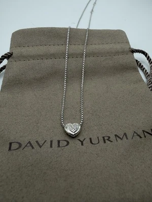 David Yurman Heart Necklace  Sterling Silver & Diamond 17” - Image 1 of 4