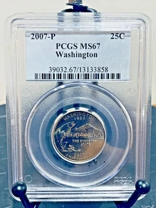 2007-P Washington Quarter Washington PCGS MS67 Mint State 67 #13133858 - Picture 1 of 2
