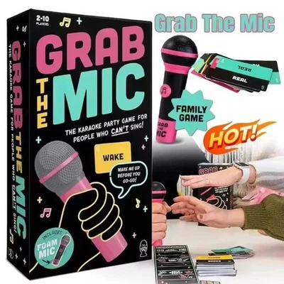 Grab The Mic Fun Music Card Game Family Karaoke Party Board Games 2-10 Players