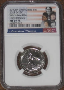 2022 D Wilma Mankiller Business Quarter NGC Grade MS69 PL Proof Like ER 25c TOP - Picture 1 of 2