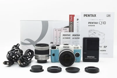 Cámara digital PENTAX Q10 aguamarina y blanca + juego de lentes dobles de JAPÓN #1984 Foto 1 de 4
