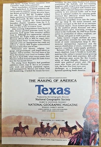 TEXAS  Making of America: National Geographic Map - Mar. 1986 (180c) - Picture 1 of 14
