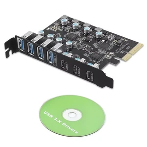 7 Ports Desktop Expansion Card 20G USB 3.2 Gen 2 4*USB-A 3*USB-C For Win For Mac - Afbeelding 1 van 12