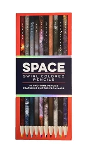 Space Swirl Colored Pencils: 10 Two-Tone Pencils Featuring Photos from NASA New - Picture 1 of 5