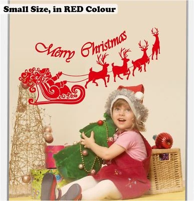 60cm Santa Claus Deer Christmas Shop Window Waterproof Vinyl Sticker Wall Decal - Image 1 of 4