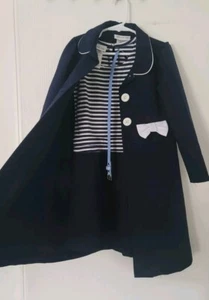Bonnie Jean Girls' Sz 6 2-Pc Formal Blazer & Striped Dress Set Outfit Navy Blue - Picture 1 of 12